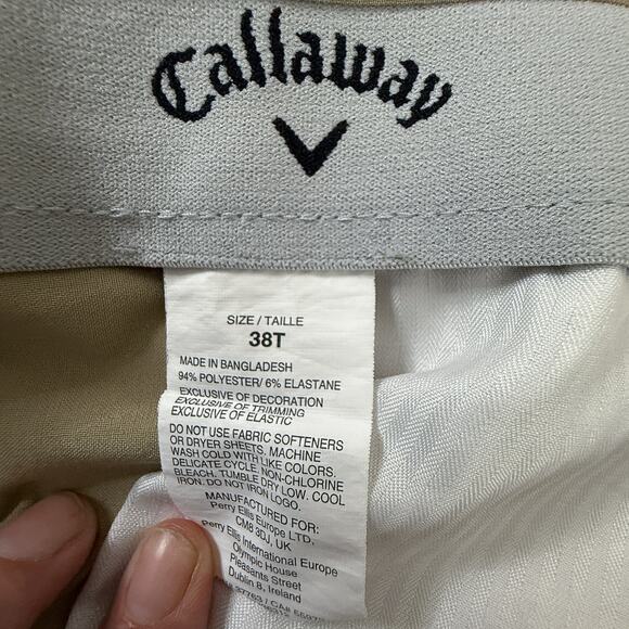 Callaway Opti-Dri Performance Golf Shorts 38T Big & Tall Stretch Tan - Picture 3 of 5